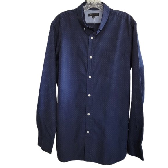 Banana Republic Other - Banana Republic Mens Slim Fit L/S Button Down Shirt Size L Navy with Blue Dots